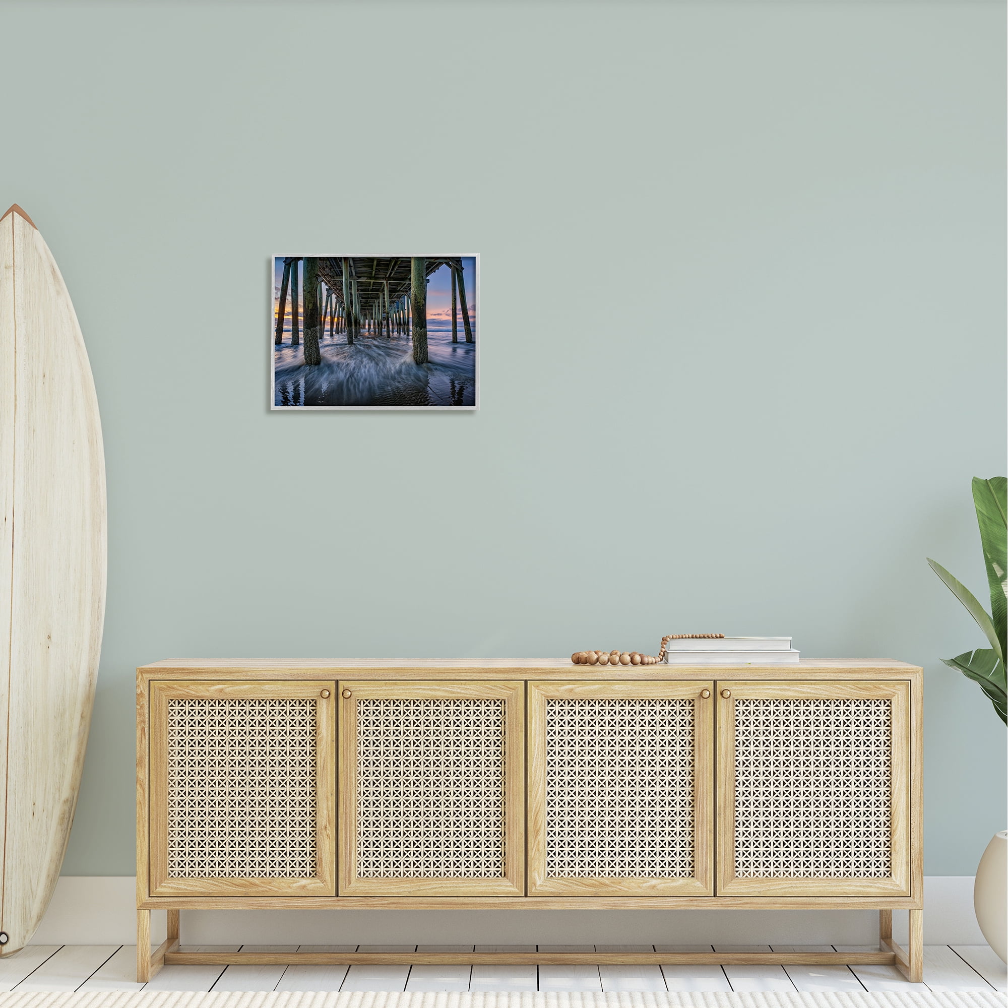 Stupell Under Pier Beach Waves Photography Landscape Photography Gray Framed Art Print Wall Art