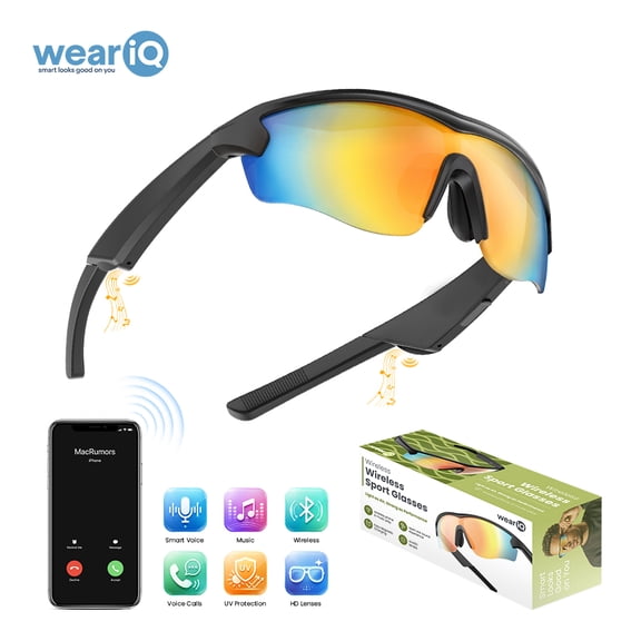 weariQ Sports Smart Glasses Bluetooth 6.0 Audio Sunglasses with Open-Ear Speakers, Hands-Free Calls, Music Streaming, UV Protection, 5-Hour Playtime