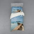 thumbnail image 1 of Ambesonne Nautical Bedding Set 3 Pcs, Wooden Bridge to Sea, Twin XL, Blue Brown, 1 of 3