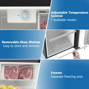 KNDKO 2.6 Cu.ft Mini Fridge with Freezer, Energy Efficient Compact Refrigerator with Reversible Single Door, Removable Glass Shelves for Office, Dorm, Bedroom, Apartment, Black