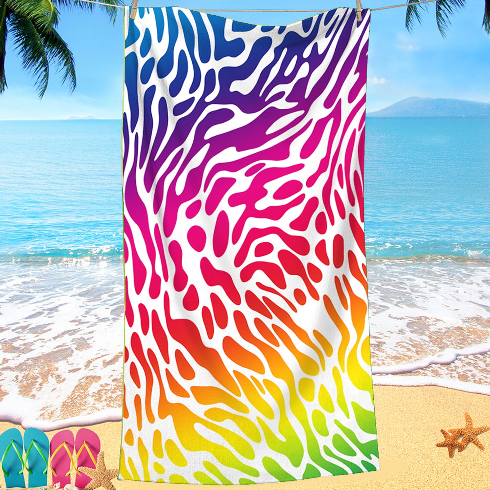 Tie Dye Microfiber Beach Towel – Oversized, Quick-Dry, Soft & Absorbent For Pool, Travel, Yoga