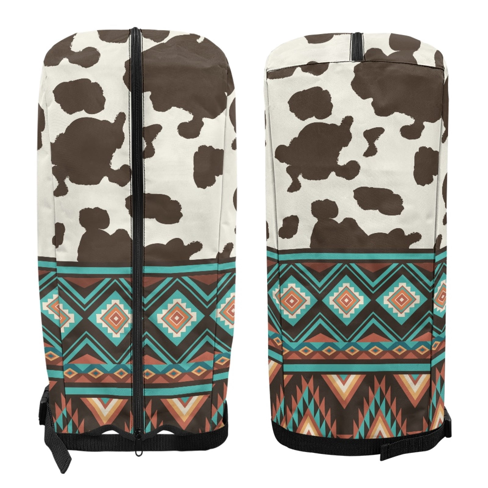 Yuyamidu Brown Cow Print Golf Bag Cover Aztec Hood Golf Bag Dust Cover for Clubs Protection with Snap Button and Zipper