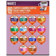 Maud's Decaf Super Flavored Coffee Variety Pack, 80ct. Solar Energy Produced Recyclable Single Serve Pods Jam-Packed with 14 Flavors - 100% Arabica Coffee California Roasted, KCup Compatible