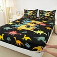 thumbnail image 3 of Manfei Monogrammed E Twin Sheet Sets,Zoo Animal Dinosaur Twin Fitted Sheet,Black Yellow Flat Sheet,Microfiber Room Decorative,3-Piece, 3 of 7