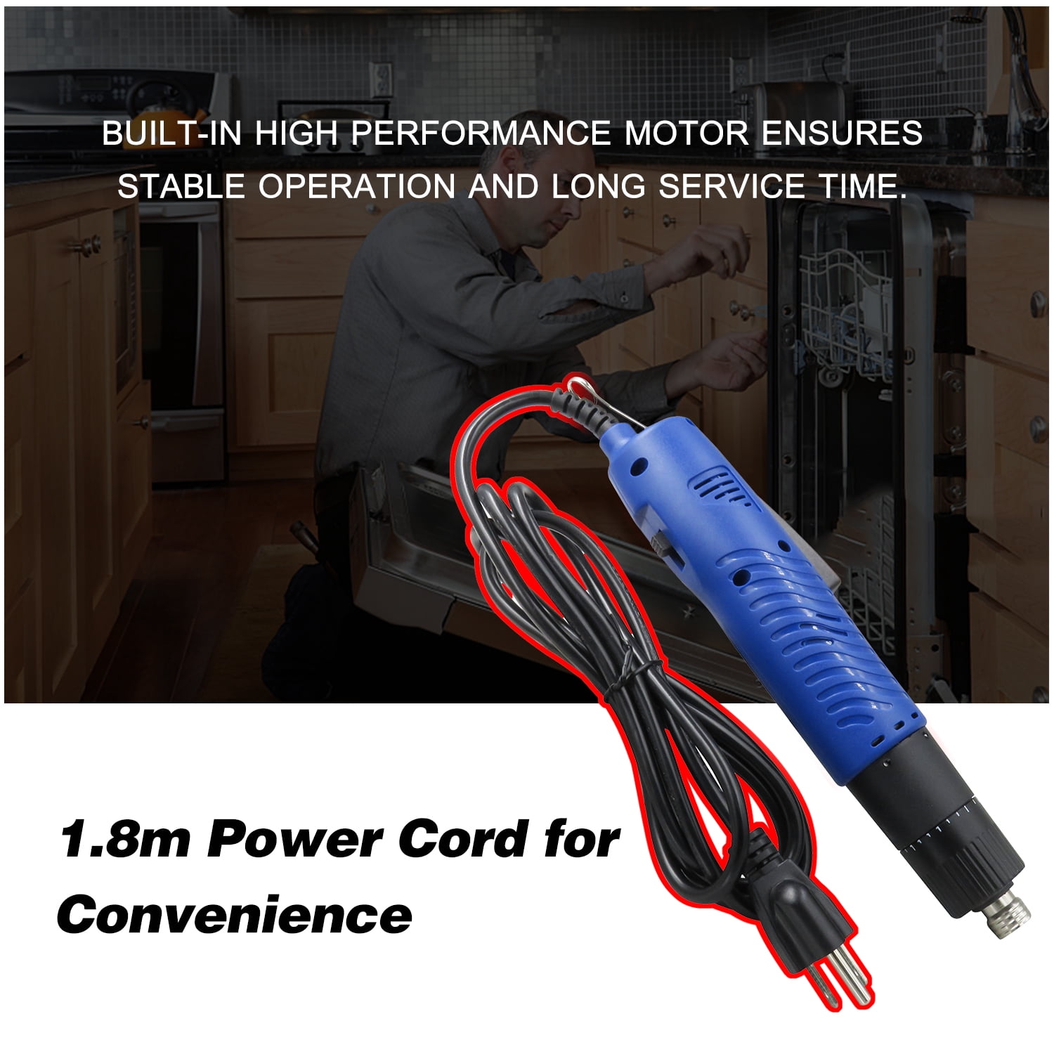AC Electric Screwdriver Handheld Corded Electric Screw Driver Adjustable Torque 1/4-in Screw Bit Diameter Tool