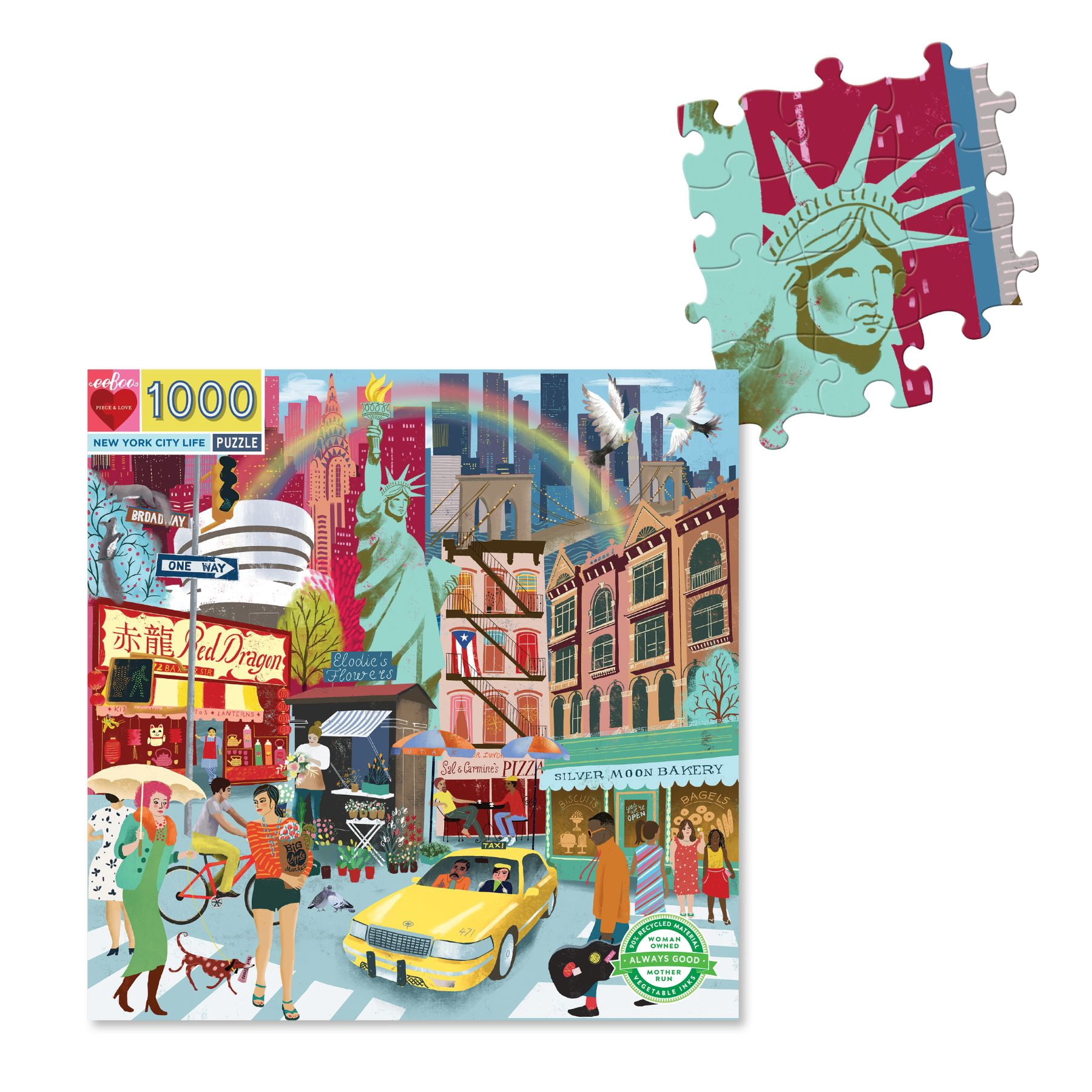 Eeboo 1000 Piece Puzzle for Adults or Kids, Colorful Design Jigsaw Puzzles