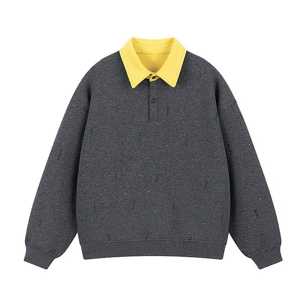 pstuiky Camisas casuales de manga larga para hombre, Blusa/camiseta informal elegante a rayas de manga larga con cuello, botones y bolsillo para hombre tops de invierno para hombre xxl