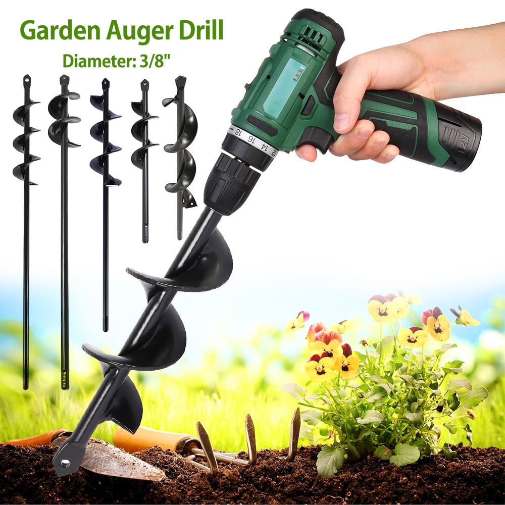 Seedlings-Planting Auger Hole Digger for 3/8 Hex Drive Drill Earth & Garden Auger Drill Bit for Cultivating Bulbs