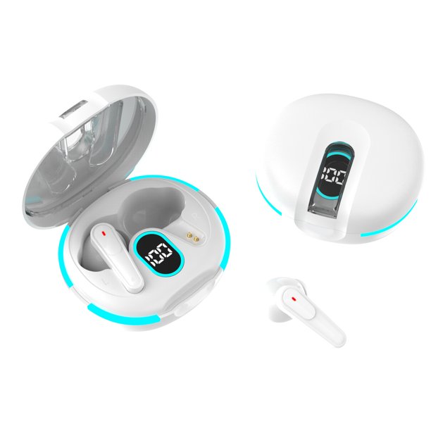 Auriculares inalámbricos, con cancelación de ruido y Bluetooth 5.4, pantalla LED, micrófonos integrados, ligeros y resistentes al agua IPX4