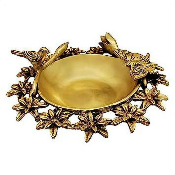 SAI DECORATIVE Brass Bird Butterfly Flowers Uri Bowl for Floating Candles Home and Office Diwali Gift Items
