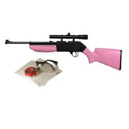Crosman 760 Pink Pumpmaster 177 Caliber Air Rifle with Scope, Ammo, glasses and targets, 760PKT