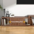 thumbnail image 3 of Swpormundo Extendable TV Stand with 2 Cabinets Minimalist Rectangle Entertainment Center Walnut TV Console Table up to 110" (Extendable: 70.9”W-106”W) (Walnut), 3 of 9
