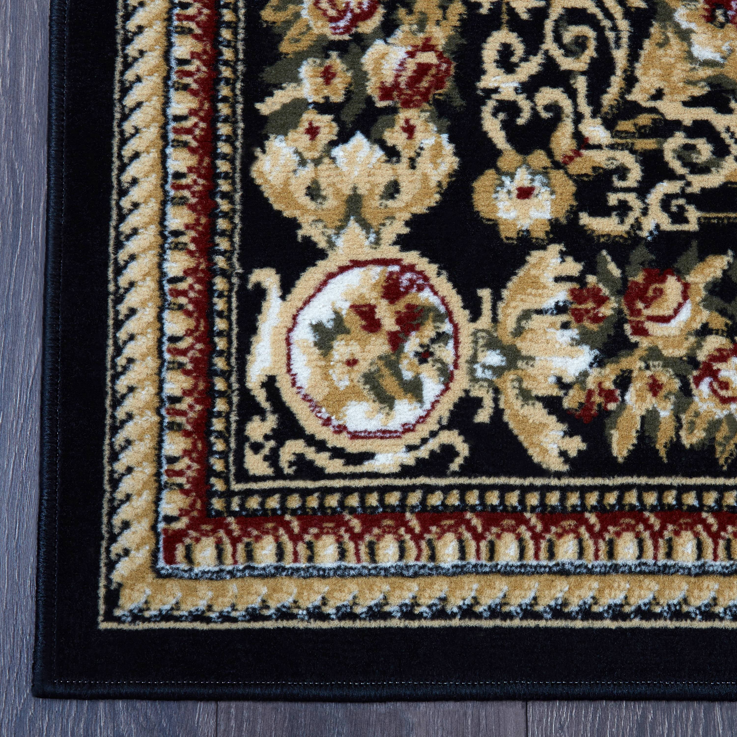 Home Dynamix Optimum Athens Traditional Medallion Area Rug, Black/Beige, 5'2"x7'2"