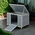 thumbnail image 7 of Pefilos 23" Outdoor Wood Cat House with Weatherproof Openable Top, Rabbit Hutch for Indoor Guinea Pig Habitat Small Animal Pet Cage, Gray, 7 of 7