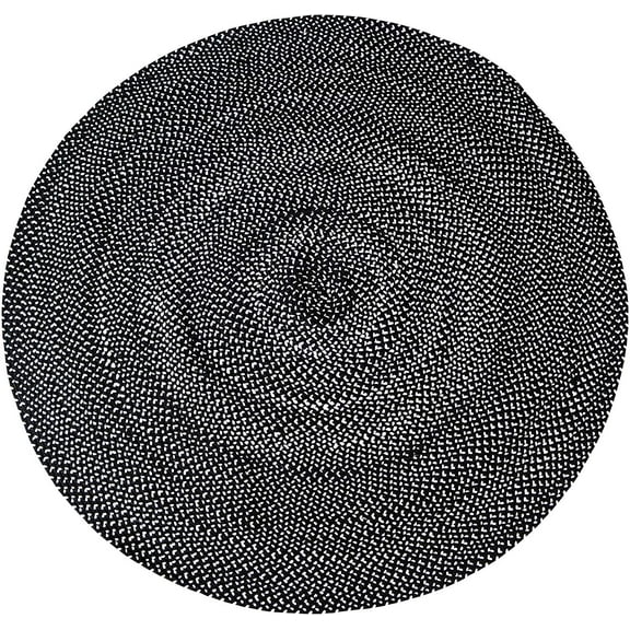 Braided Round Cotton Area Rug for Living Room Reversible -5', Black & White