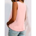 thumbnail image 5 of Women V Neck Ruffle Hem Tank Top Sleeveless Flowy Peplum Blouse Casual Pink L, 5 of 7