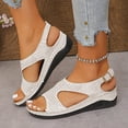 thumbnail image 4 of Rokment Women's Orthopedic Wedges Gladiator Sandals 2026 Beach Summer Comfortable Casual Leather Orthotic Arch Support Platform Mid Heel Walking Dress Sandal White Size 9, 4 of 7