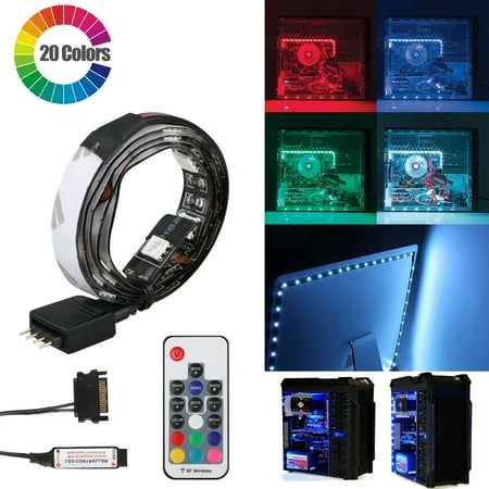 Magnetic RGB LED Strip, EEEKit Multi-Color Computer Case Magnetic LED Strip Light with Remove Control for Computer Case, Desktop, PC, Mid Tower