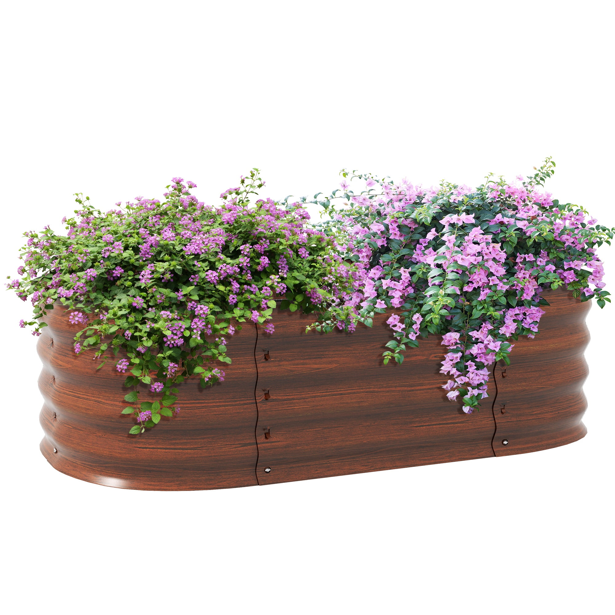 Outsunny Galvanized Raised Garden Bed Kit, Metal Planter Box with Safety Edging, 41.25" x 24.5" x 11.75", Brown