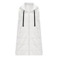 thumbnail image 2 of Women's 2025 Solid Color Hooded Puffer Vest, Mid-Length Quilted Sleeveless Jacket with Zip Front, Plus Size Warm Winter Outerwear, Long Cotton Vest for Women with Attached Hood White M, 2 of 8