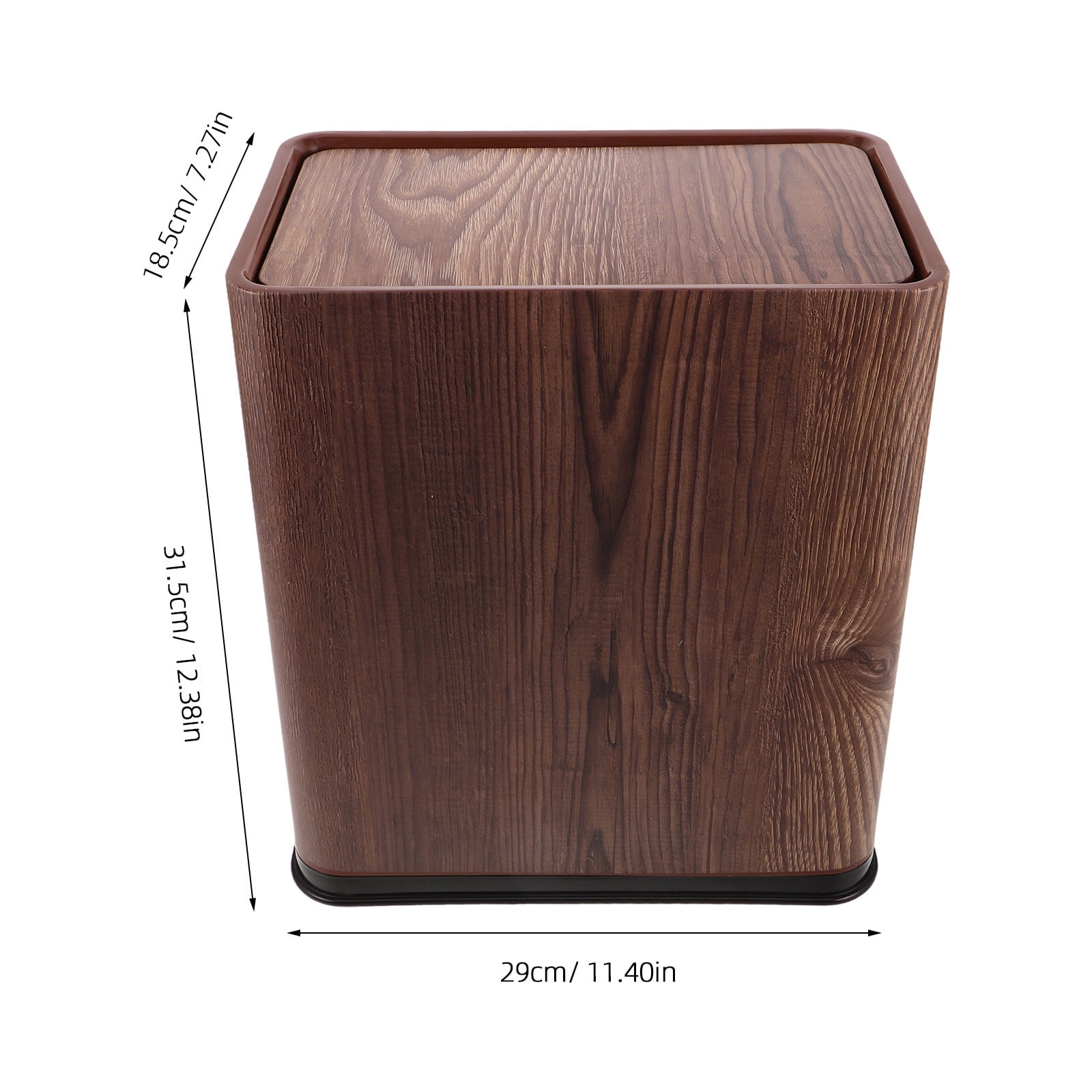 BESTYASH Multipurpose Wood Grain Coffee Trash Can with Swing Top Lid for Bathroom, Kitchen, and Home Use