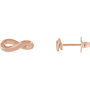 Jewels By Lux 14K Rose Gold Pair Polished Infinity Earrings With Backs