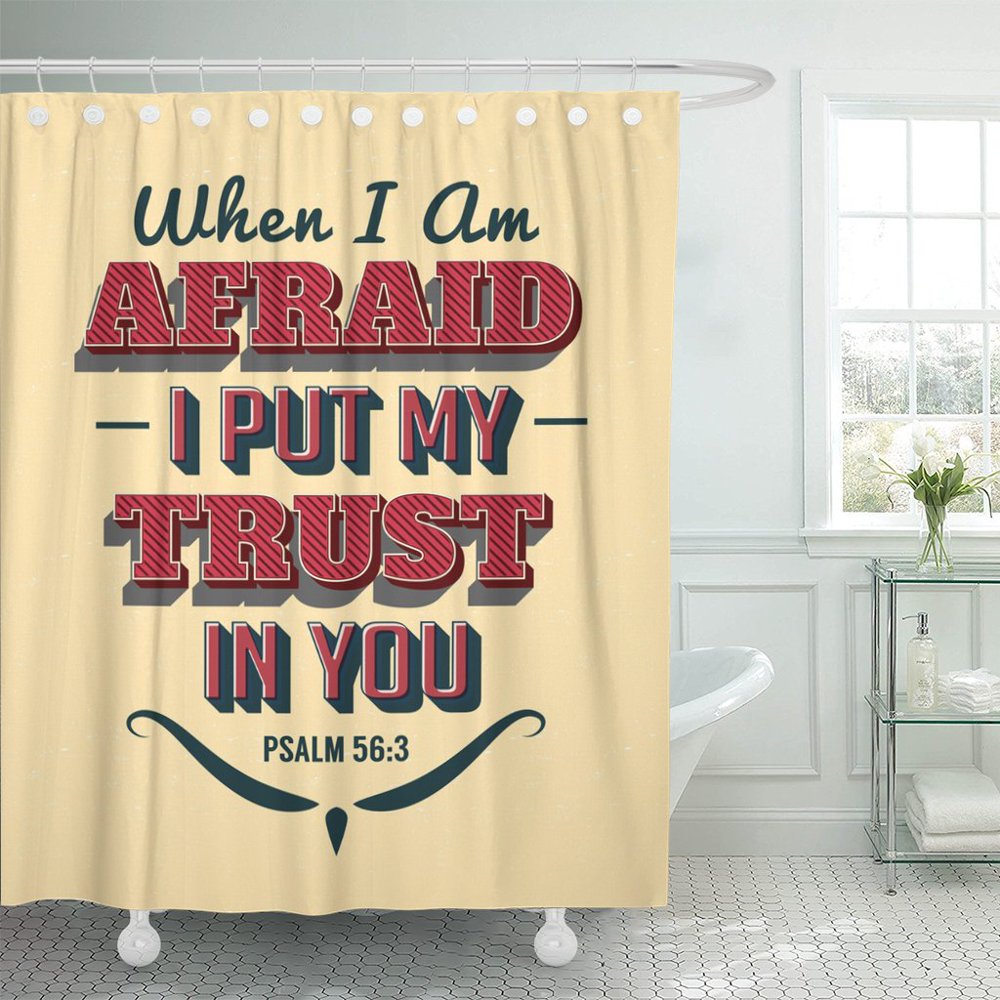 PKNMT Bible Scripture Vintage Christian Psalms When I M Afraid Shower