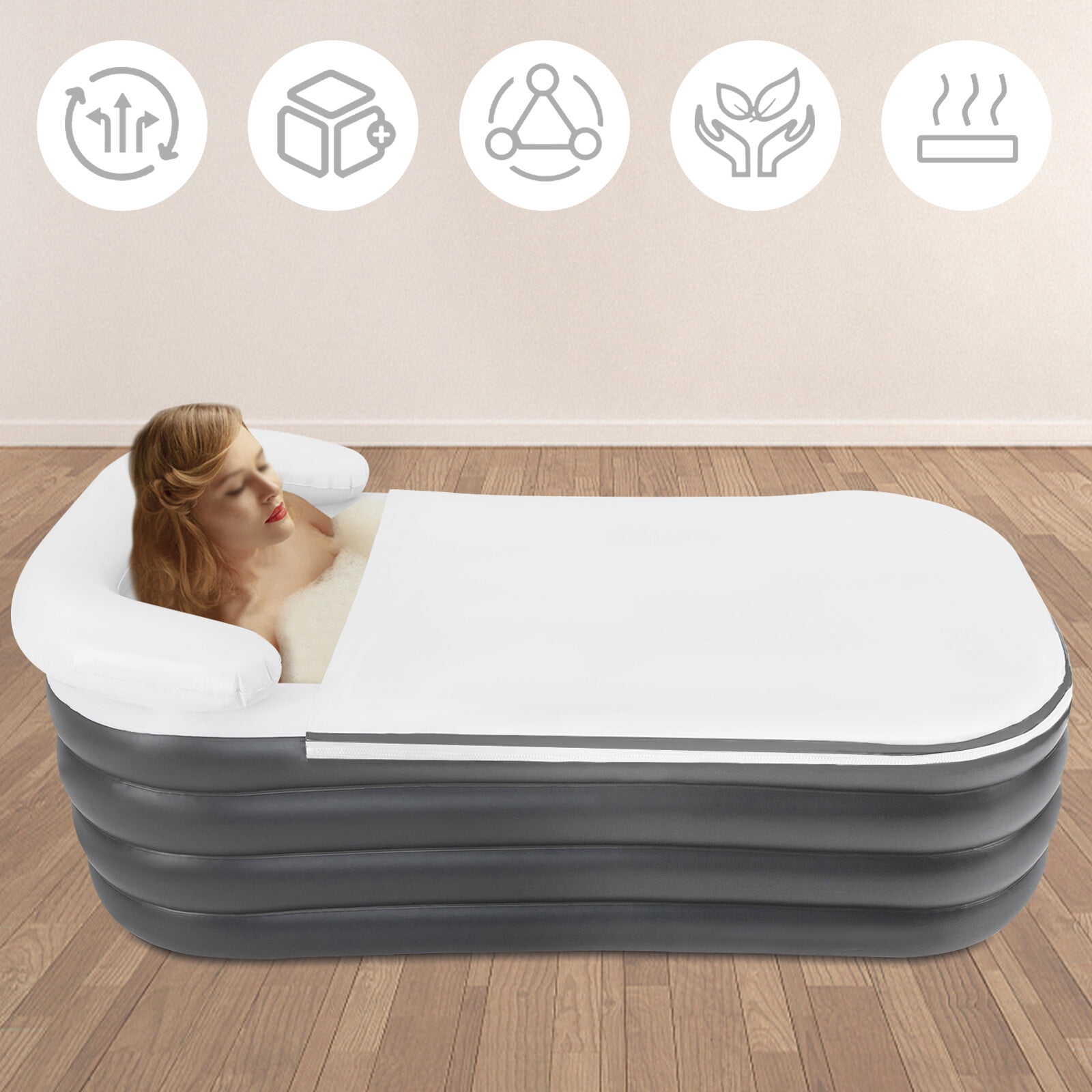 4-Layer Inflatable Bathtub with Fast Inflation & Insulation - Portable PVC Spa for Home & Outdoor Use, 220 Lbs Capacity