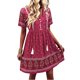 thumbnail image 2 of VISgogo Vestido bohemio para mujer, estampado de flores, manga corta, cuello en V, ajuste holgado, vestido de vacaciones, S/M/L/XL VISgogo  moda, 2 of 7