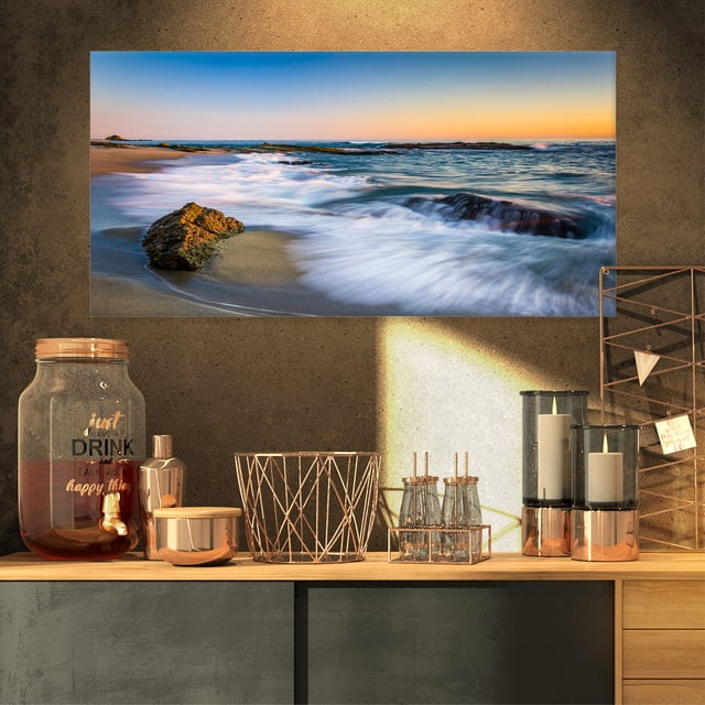 White Waves Crashing on Rocks - Seascape Canvas Art Print