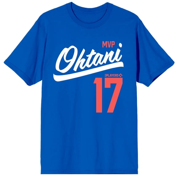 MLBPA MVP Ohtani 17 Adult Royal Blue Crew Neck Short Sleeve T-shirt-Small