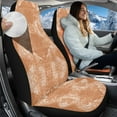 thumbnail image 3 of Uorisanigo Car Seat Covers, High-Back 2 Front Set, Soft Light Brown Automotive Seat Covers Fit for Most Cars, Auto Interior Accessories Cushions, Coral Velvet Fabric, 3 of 7
