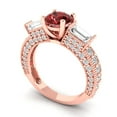 thumbnail image 2 of 2.33 ctw 3 Stone Anniversary Ring for Women | Round Cut Natural Garnet | Hyperallergenic Solid 14K Rose Gold, 2 of 5