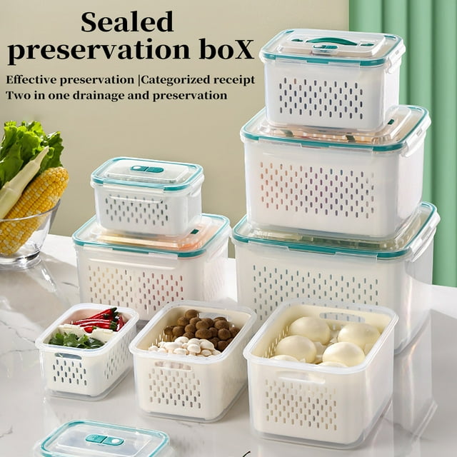 Lksixu Refrigerator Fresh Keeping Box Household Food Storage Box Kitchen Multi Layer Portable Run Away Box Food Grade Plastic Fresh Keeping Box Storage Bins Organizers and Storage