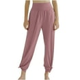 thumbnail image 2 of Wide Leg Pants for Women Xunlbb Women's Joggers Women's Casual Trousers Solid Color Drawstring Wide Leg Pants Waist Long Pants With Pocket, S-2XL, 2 of 9