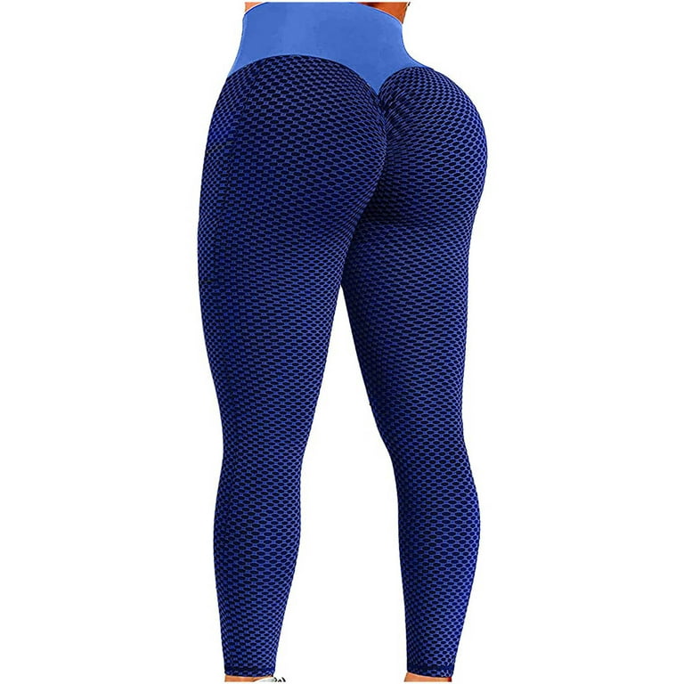 Women's Butt Lifting High Waisted Leggings with Pockets Honeycomb Ruched  Yoga Joggers Workout Tummy Control Tights 