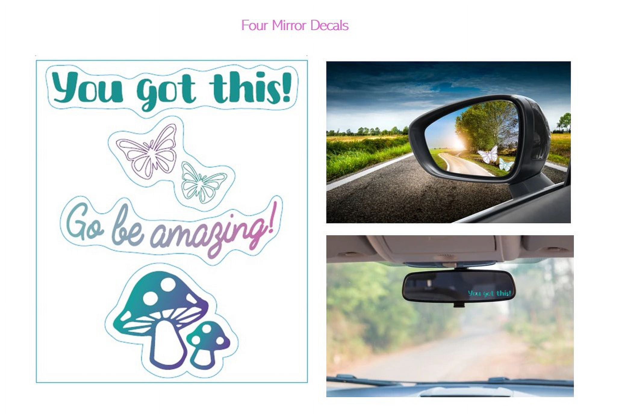 Women's Spring Floral Car Accessory Set with Document Holder, Collapsible Trashcan, and 4 Mirror Decal Stickers
