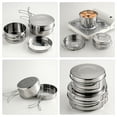 thumbnail image 3 of Minkissy 1Set Camping Cookware Set Stainless Steel Multipurpose Pot Pan Plates Cups Kit, 3 of 8