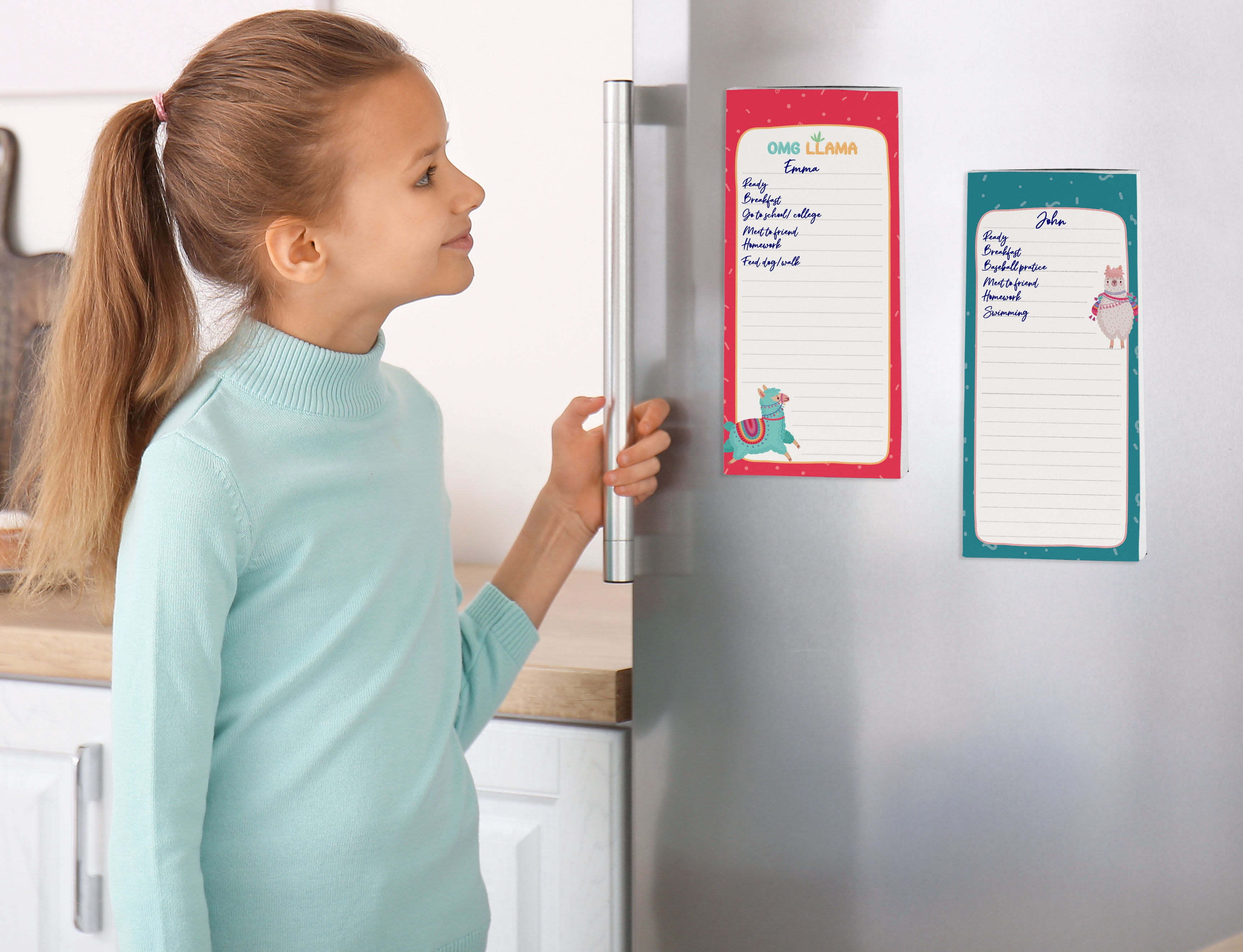 Inkdotpot Pack of 3 Magnetic Fridge To-Do List Notepads- Magnetic Memo Pads For Refrigerator-(50 Sheets Each)-D6