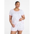 thumbnail image 2 of Joyspun Women's Lightweight Short Sleeve Sleep Tee and Shorts Set, 2-Piece, Sizes XS-3X, 2 of 6