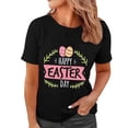 thumbnail image 1 of Pxiakgy Liquidation! Joyeuses Pâques! T-Shirts pour Femmes, T-Shirt Graphique Lapin de Pâques, T-Shirts de Vacances Œuf de Pâques, Mode Féminine Col Rond Manches Courtes T-Shirt Imprimé Noir TG, 1 of 4