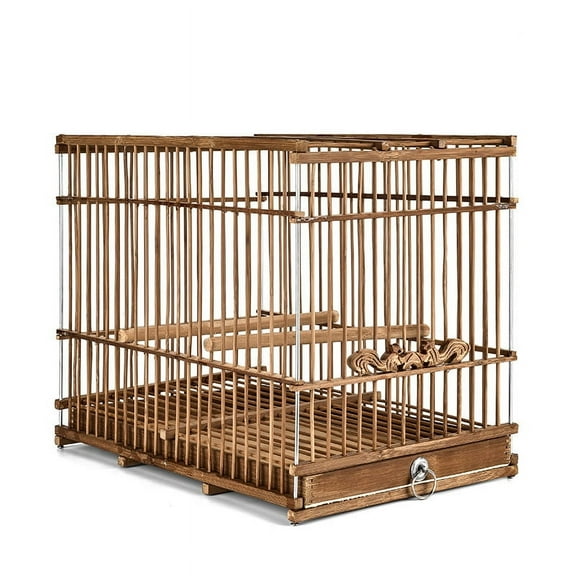 Raindrops Light Brown Bird Cage for Small Birds, Portable and Travel-Friendly Birdhouse