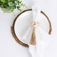 thumbnail image 3 of 6 Pieces Wooden Bead Napkin Rings, Farmhouse Stretchable Napkin Rings with Tassel Boho Napkin Rings, 3 of 6