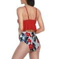 thumbnail image 3 of Womens Two Piece Swimsuits Smocked Ruffled High Waisted Bikini Set Bathing Suit Floral Print, 3 of 6