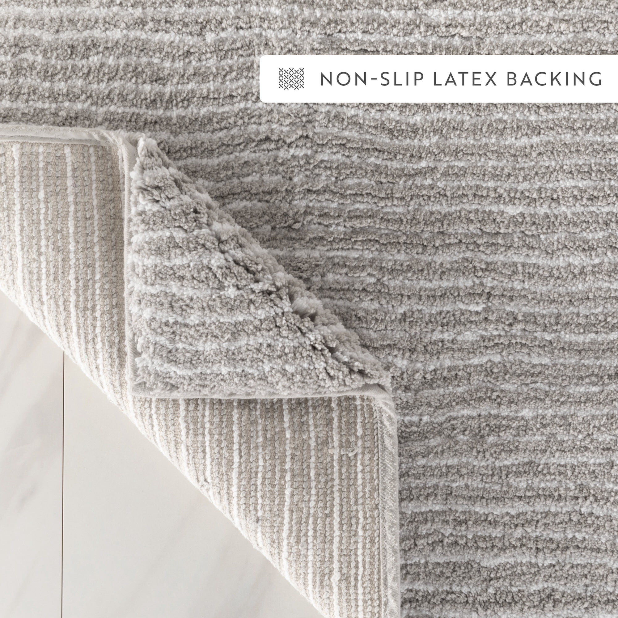 Noble Linens Pinstripe Cotton Bath Mat, 34 in x 21 in, Light Gray