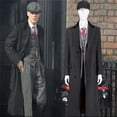 thumbnail image 2 of Disfraz de cosplay de Tommy Shelby, gabardina larga informal para hombre, conjunto completo, atuendo para fiesta de carnaval y Halloween, 2 of 4