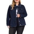 thumbnail image 1 of GRACE & GRANDEUR Women's Plus Size Button Down Chest Pocket Short Denim Jacket 2X Dark Blue, 1 of 7