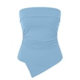 thumbnail image 5 of LNWUY Tube Tops for Women Summer Solid Color Asymmetrical Ruched Strapless Shirts Spring Fashion Going Out Trendy Clothes Blue XL, 5 of 8