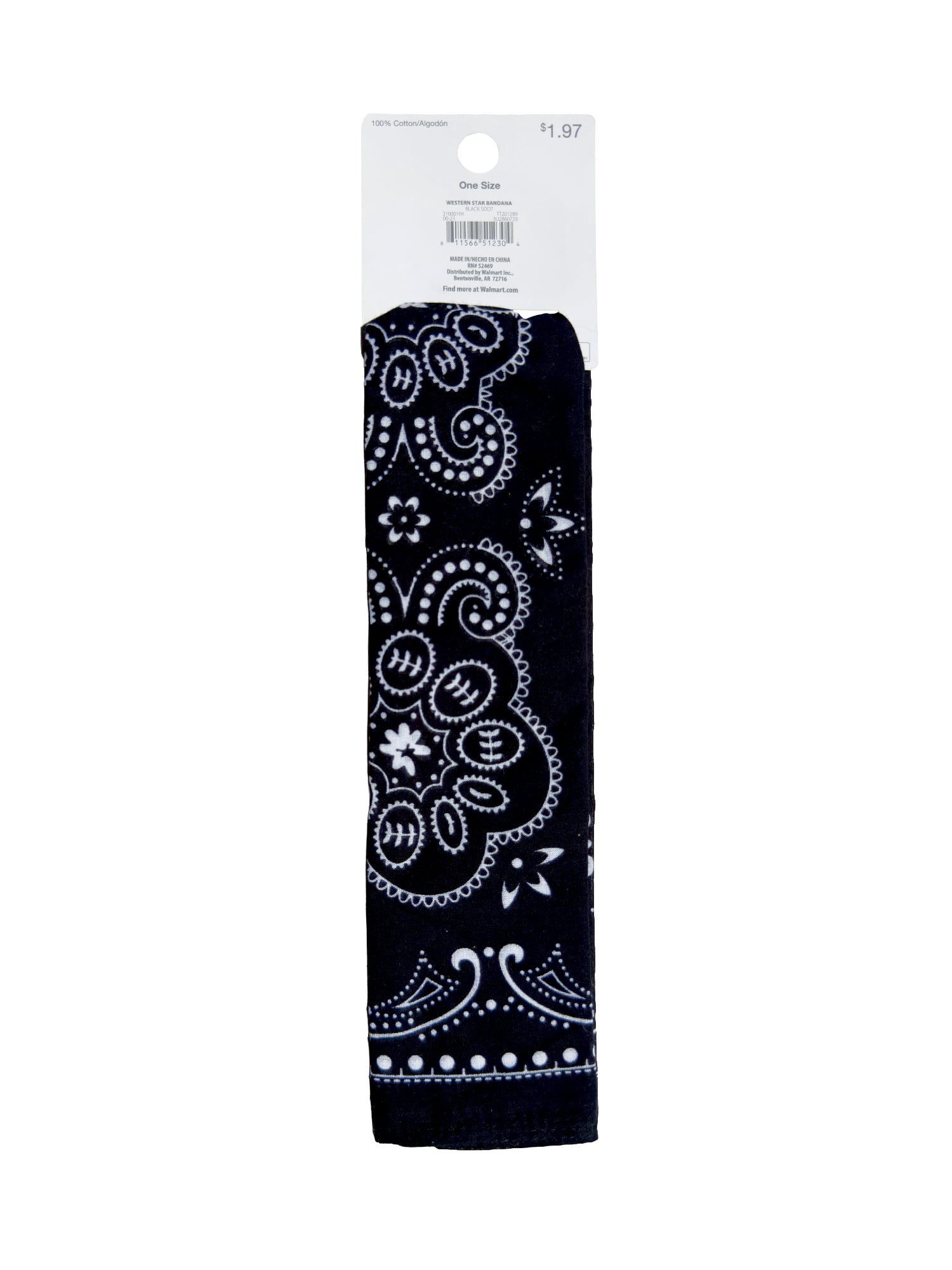 Time and Tru Women's Western Star Bandana, Black Soot, One Size Fits Most