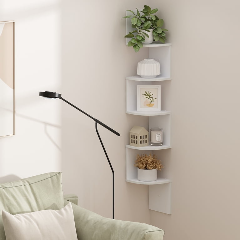 Furinno 5-Tier Floating Corner Shelf, White photo 2